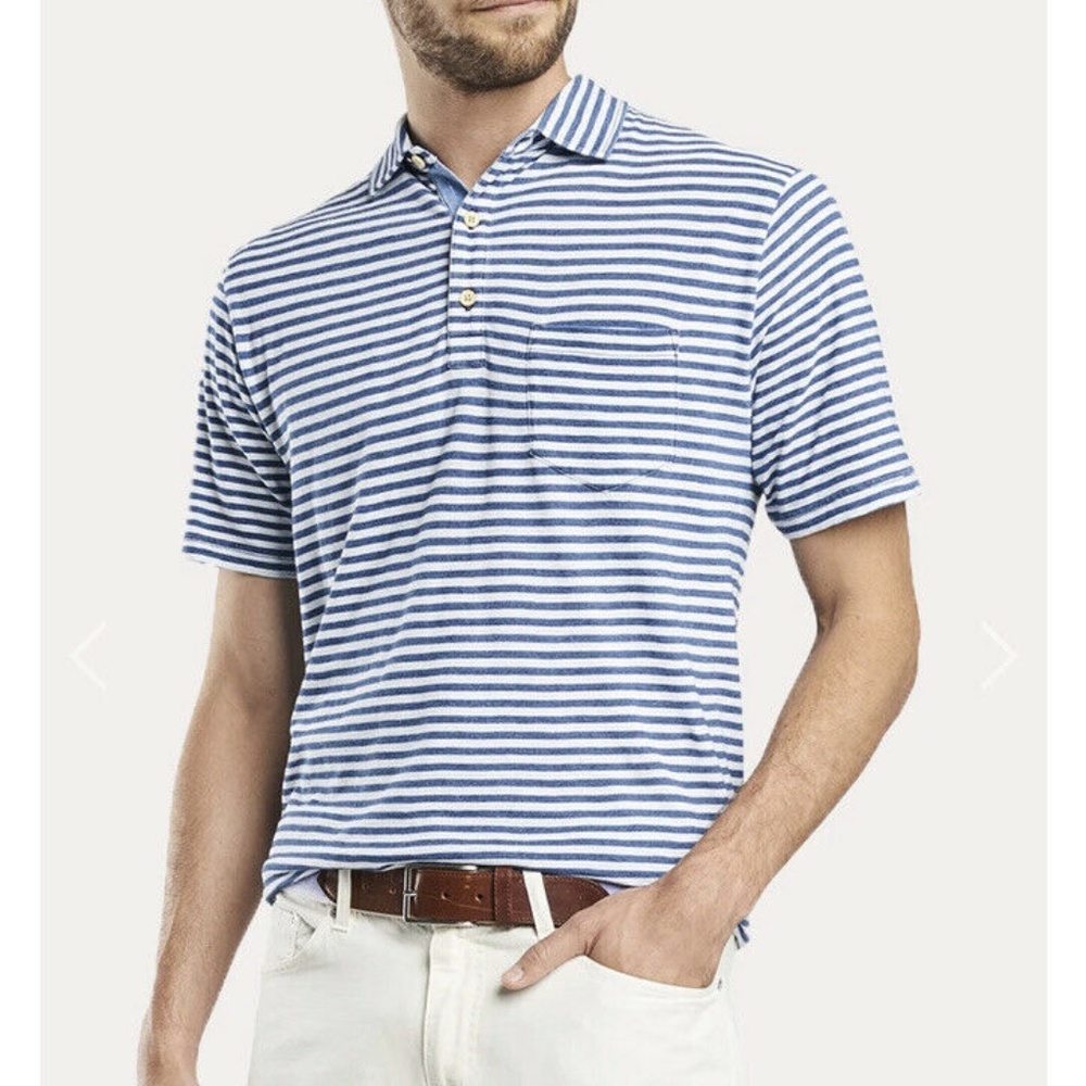 Peter Millar Seaside Wash Stripe Blue Indigo Polo